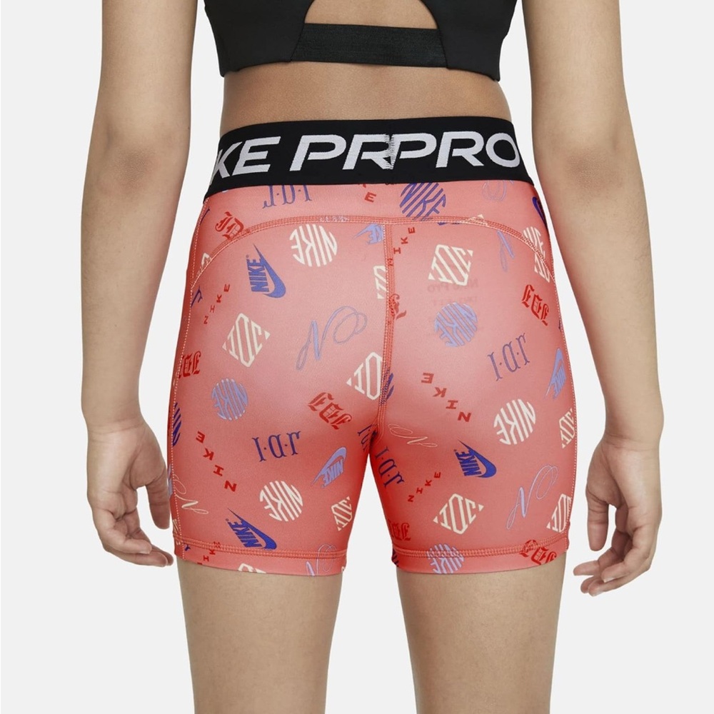 Nike Pro DRI-FIT Girls Coral Graphic Athletic Shorts